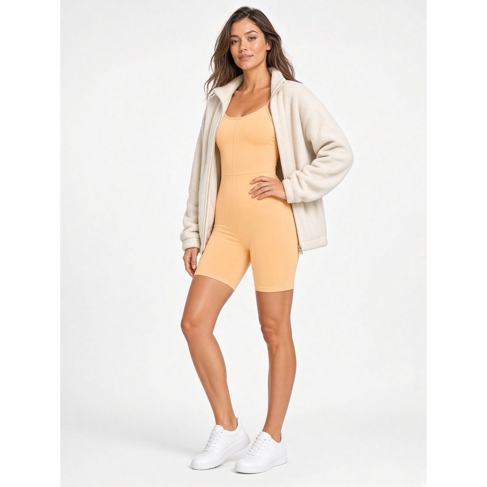 Wilfred Free Unitard Romper Orange Athleisure Workout Bodysuit  L